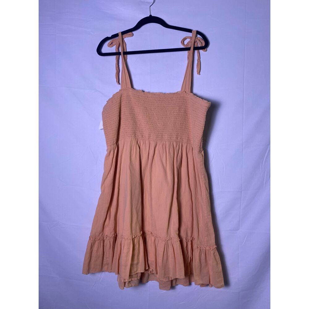 Aerie Peach All Day Smocked Babydoll Cotton Ruffled Sundress Women's Plus XXL